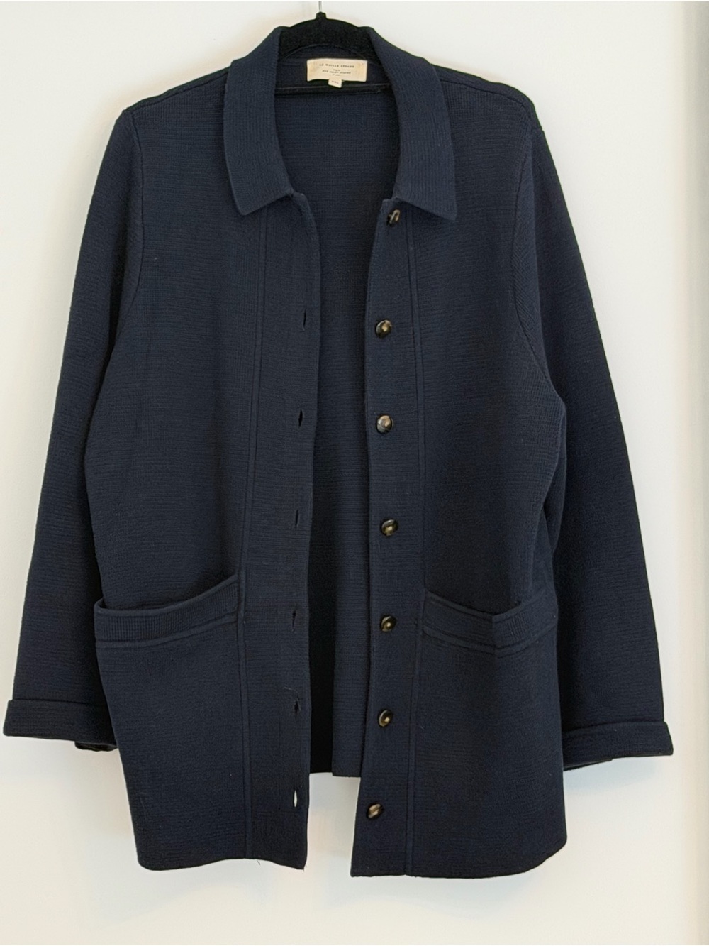 Sézane Navy Blue Will Button-Front Knit Jacket - Picture 4 of 9